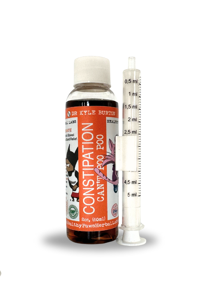 Dog Cat Constipation Liquid Supplement Healthy Paws Herbal Labs